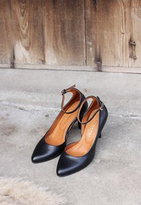 Handgemaakte Leren hakken (8 cm) - Vivienne - Zwarte Vintage Schoenen 35-42
