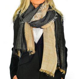 Florence Artegiani. Two-tone scarf scarf with double flap, modal and wool. Made in Italy.