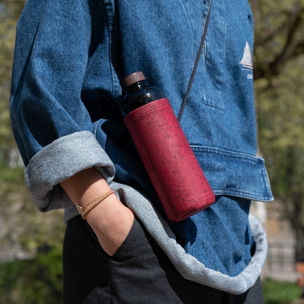 Water bottle - wine red cover - 600ml
