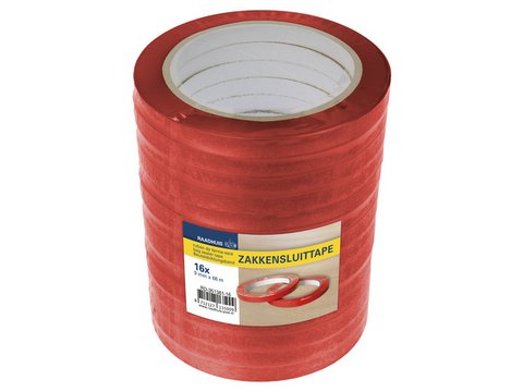 Beutelverschlussband Raadhuis 9 mm x 66 m PVC rot schrumpfen auf einer 16er-Rolle