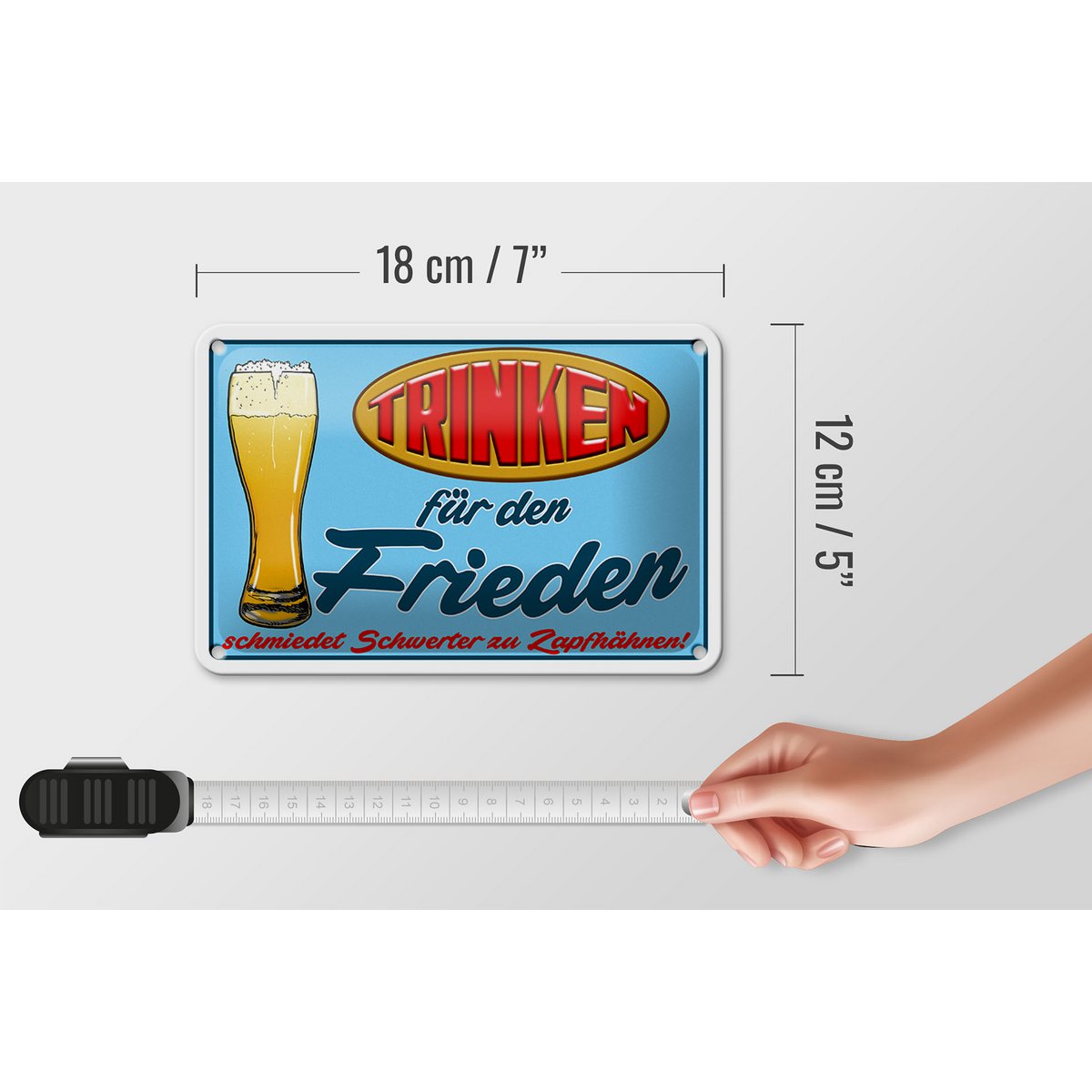 Tin Sign Alcohol 18x12cm Drink for Peace Beer Decoration