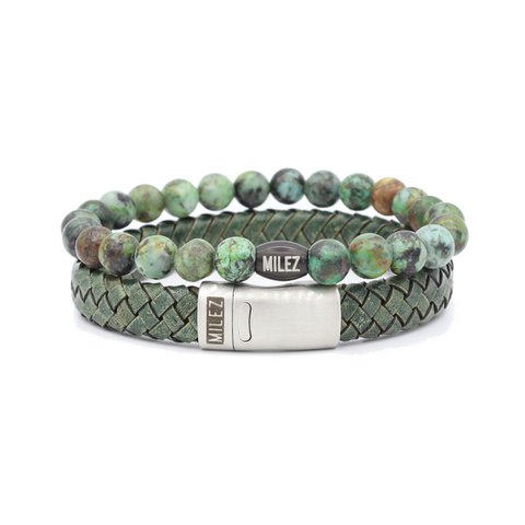 Herrenarmbänder-Set 'Green Ground'