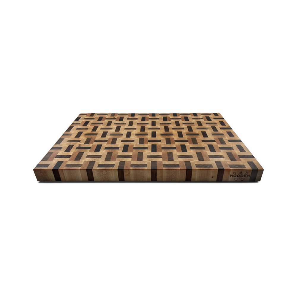 Planche à découper à motifs en bois à double grain de bout