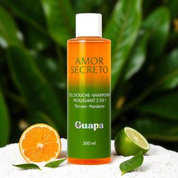 Gel de ducha - Champú espumoso 2 en 1 - GUAPA - Té verde mandarina