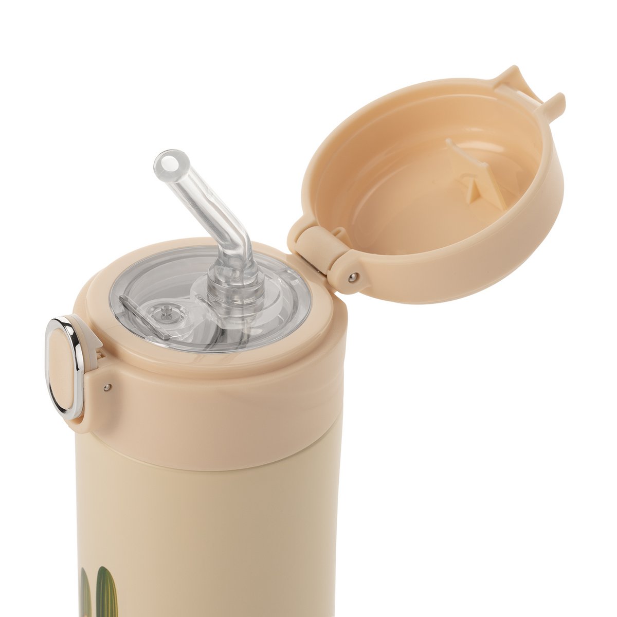 Kids drinking bottle with straw 350ml, creamwhite