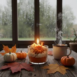 LAVURI Spicy Pumpkin Dessert Candle CUP, cinnamon scent handmade bio vegan soy wax - Duftkerze