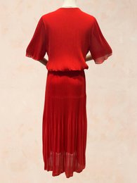 Vestido Largo Plisado Escote Pico - VISCOSA - 31109