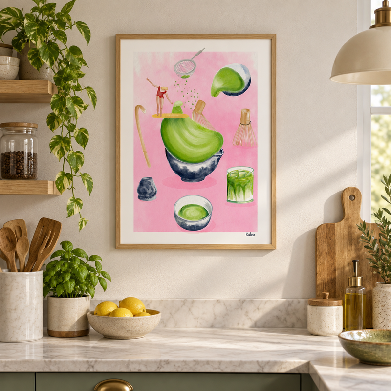 Matcha akvarel kunsttryk