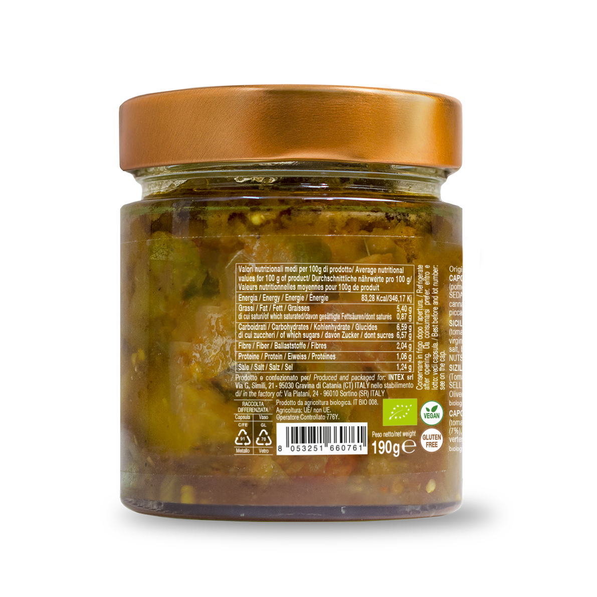 Siciliaanse biologische caponata 190g