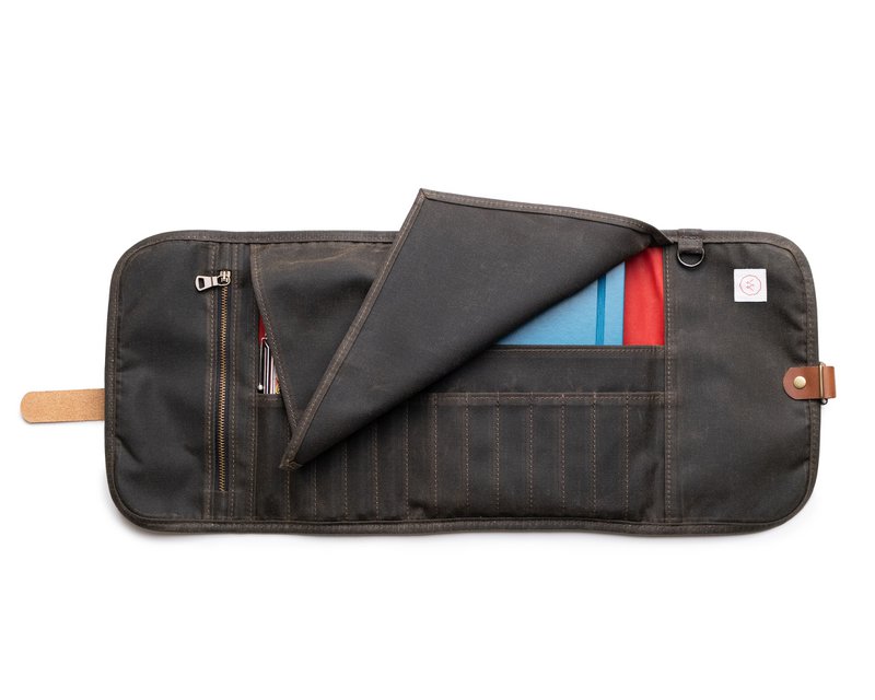Stor voksede lærredskunstner Pencil Roll Up Case, stofblyantholder til kunstnere, kunstbutik gave