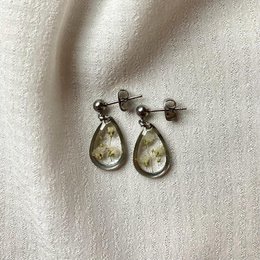 Resin/Stainless Steel Earrings silver with real 'Gypsophila'