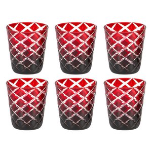 EDZARD set of 6 crystal glasses Dio, red, hand-cut glass, height 10 cm, capacity 0.23 liters