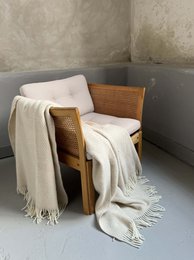 Fanny Wolldecke Creme, weiche leichte reine norwegische Wolldecke