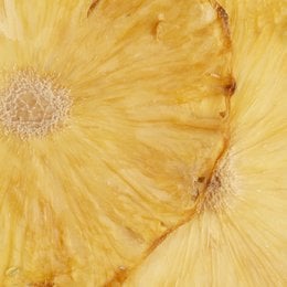 Dehydrated pineapple seasoning, yellow in color, with a textured, fibrous appearance.