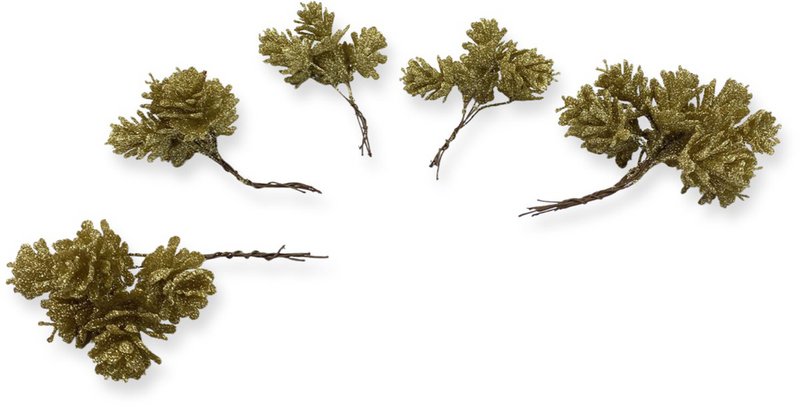 Glitter Pine Cones | set of approx. 20 pieces | Decorative Christmas decoration pine cones with golden glitter | Gold
