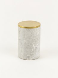 Mittlere zylindrische Box aus Stein mit kupferfarbenem, messingbeschichtetem Deckel