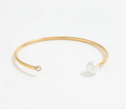 Kolya - Dainty Pearl Crystal Cuff Bangles 2 Styles