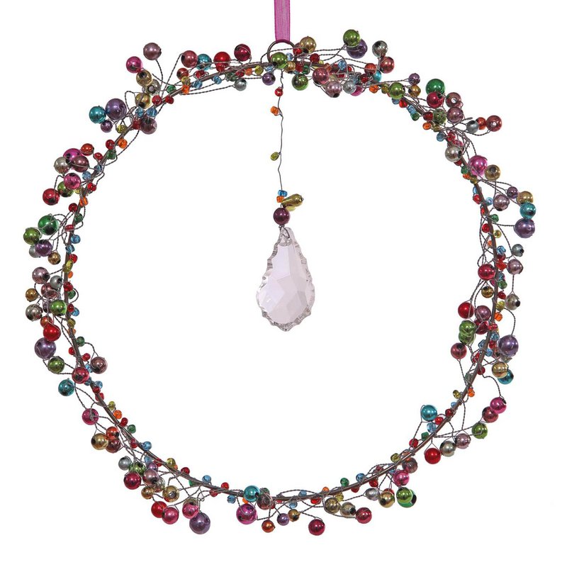 Ghirlanda di perle Ø 20 cm, colorate, con cristalli
