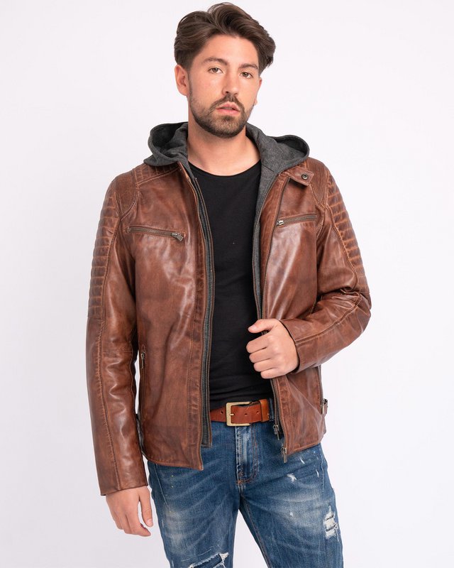 Jasper │ Veste à sweat à capuche en cuir masculin