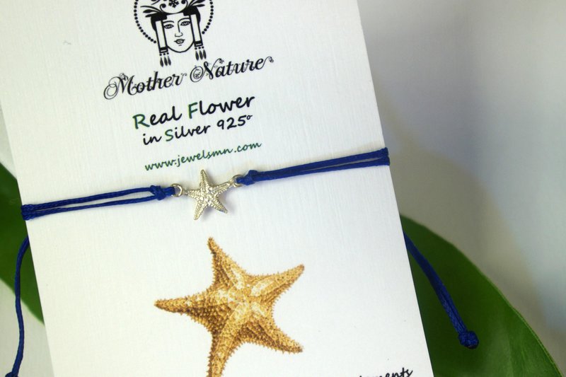Bracciale in cordoncino d'argento con stella marina - Vero fascino, vestibilità regolabile