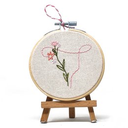 Handmade Embroidery Hoop Wall Art - Uterus - Textile Wall Art Decoration (10cm)