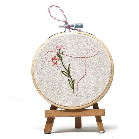 Handgefertigte Stickrahmen-Wandkunst – Uterus – textile Wandkunst-Dekoration (10 cm)