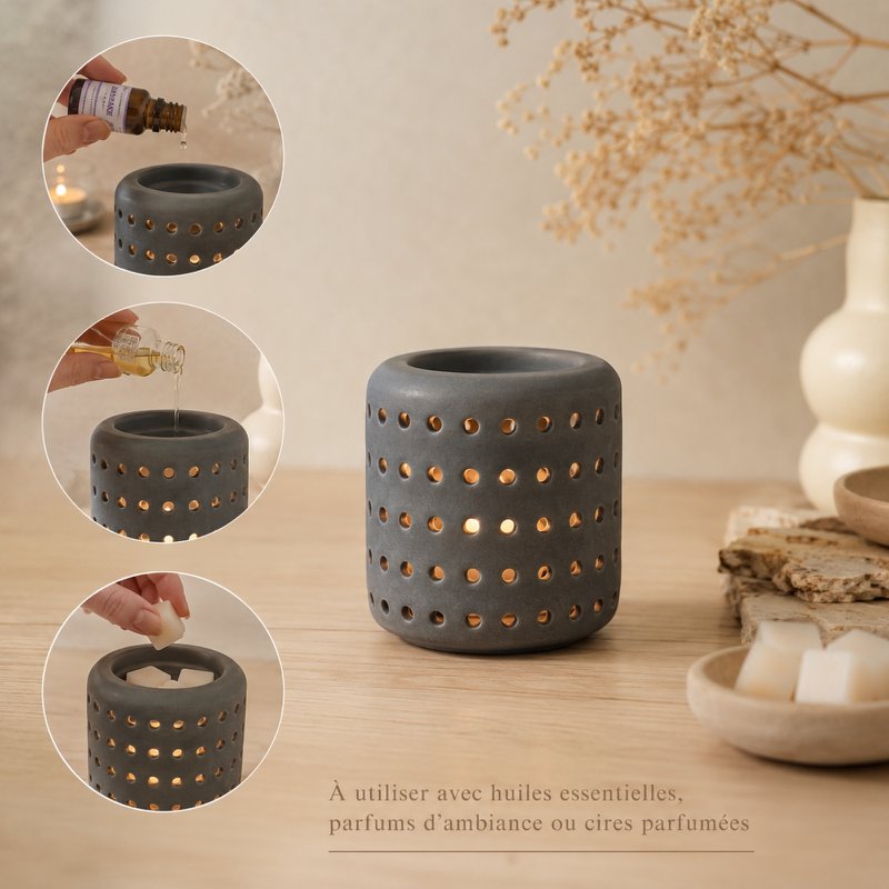 Brûle Parfum – Coliseo Noir – Design et Forme Originale – Objet Déco Aromathérapie – Bougeoir Diffusion Senteurs, Cires Parfumées