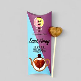 Earl Grey tea on a stick, 100% natural, 20 sticks per tray, dissolves in water. Gourmet tea product.