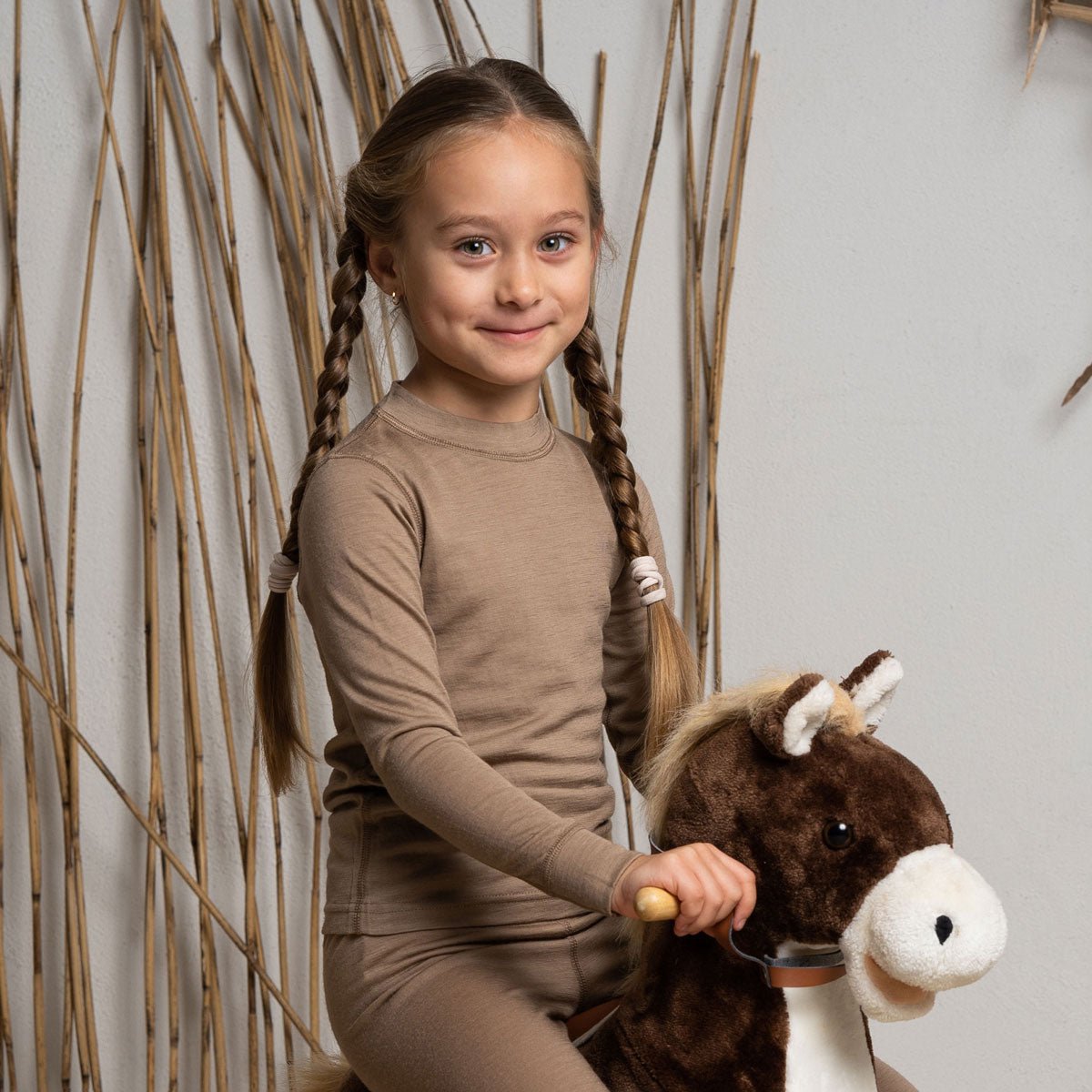 Pull à manches longues Merino 160 pour enfants, beige