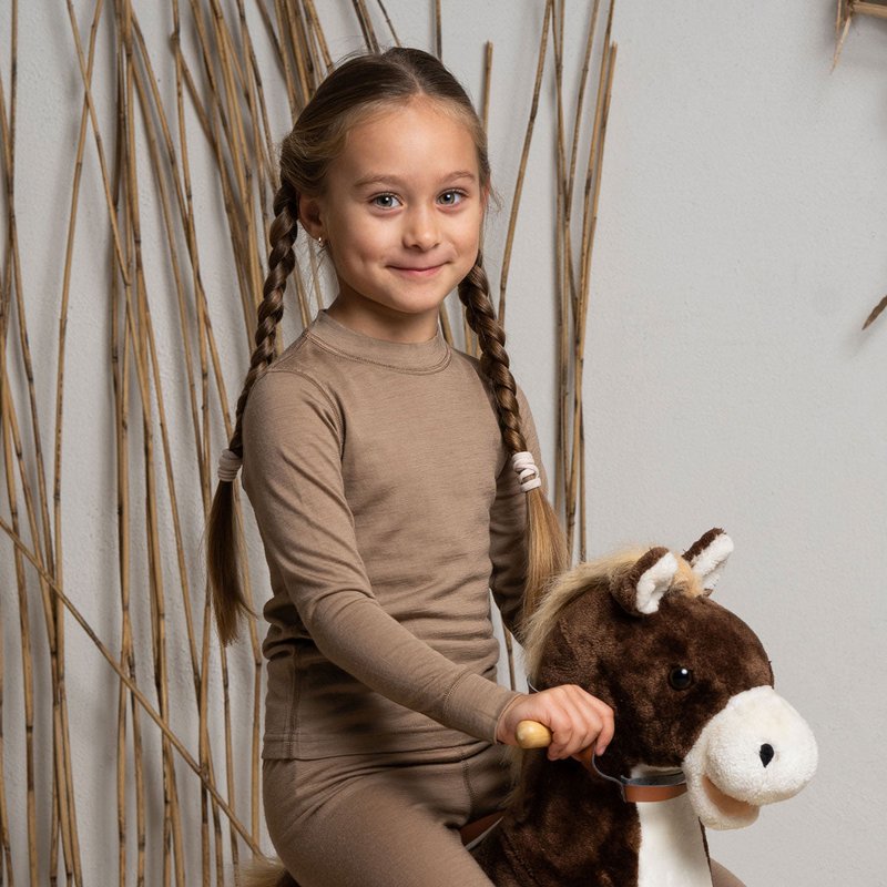 Pull à manches longues Merino 160 pour enfants, beige