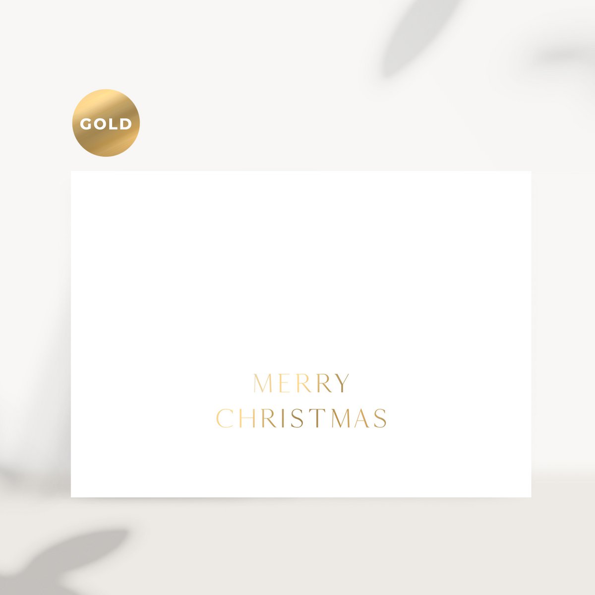Julekort - "Merry Christmas" kort til jul med prægning af varmt folieguld (PU = 10 stk.)