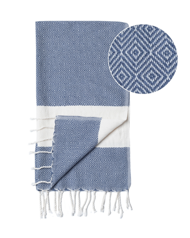 DIAMANT Reise- und Haarhandtuch aus Baumwolle – schnell trocknend – Blau – 90 x 45 cm