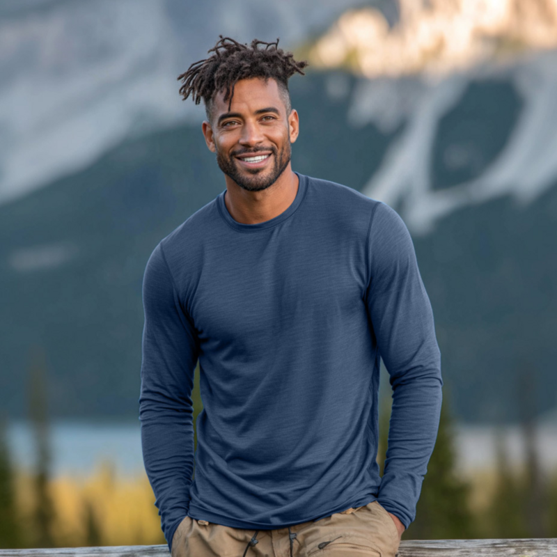 Men's Merino 160 Long Sleeve Crew Denim