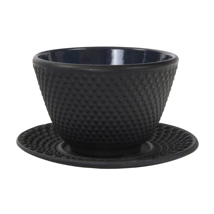 Teaclassix Teacup 12cl + round plate Arare, zwart