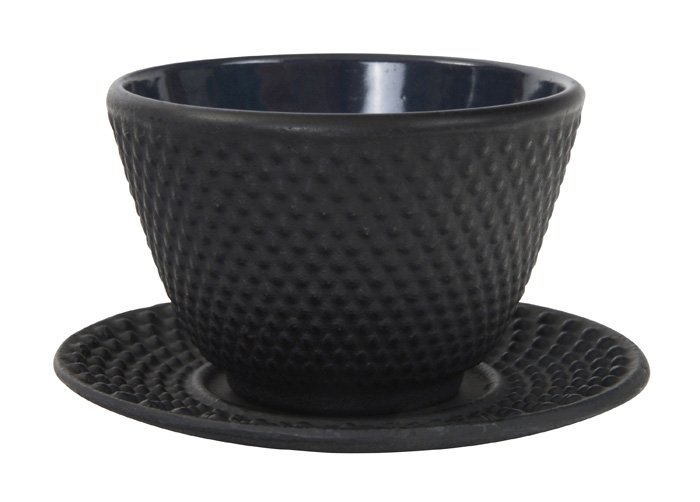 Teaclassix Teacup 12cl + round plate Arare, zwart