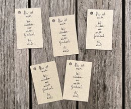 5 x gave tags | Her er min "vi giver os ikke en gave" til dig | Græspapir hængende dag | 85 x 55 mm