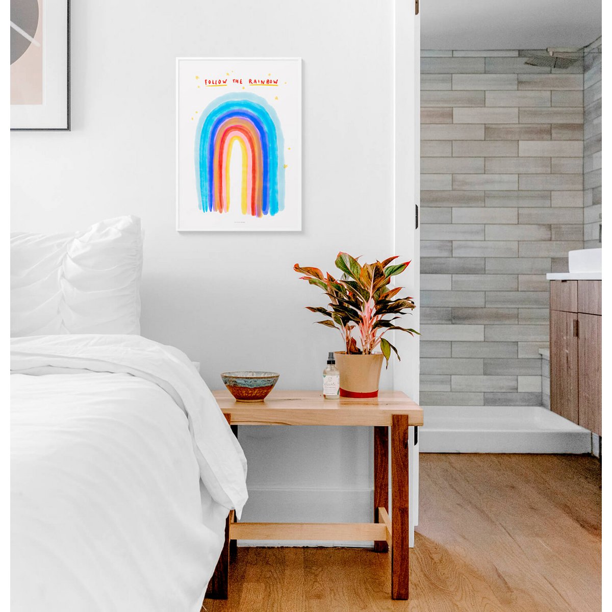 Blue rainbow wall art print