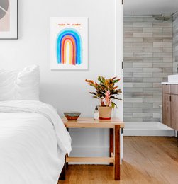 Blue rainbow wall art print