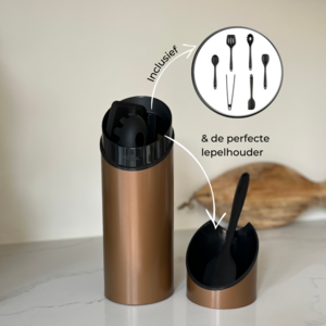 Luxe keukengerei-set RVS en lepelhouder - Topkwaliteit siliconen spatels BPA-vrij