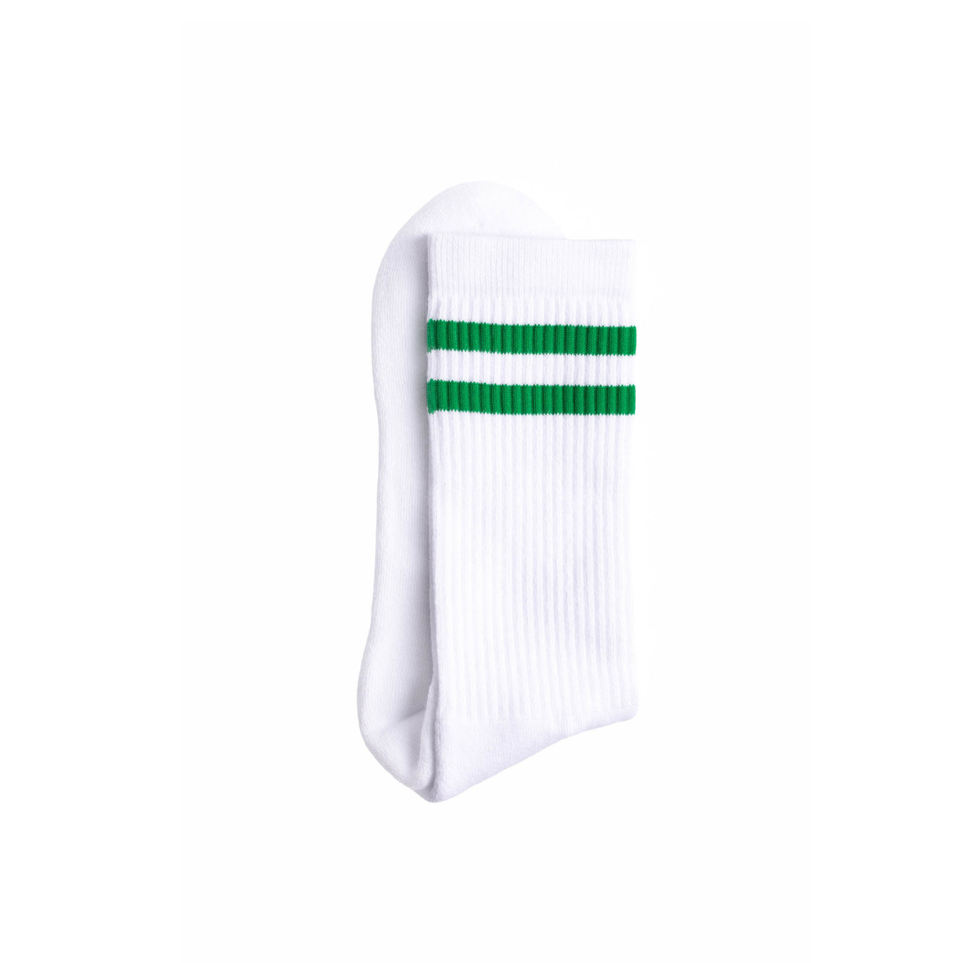 Athletic socks - Double stripes white/green