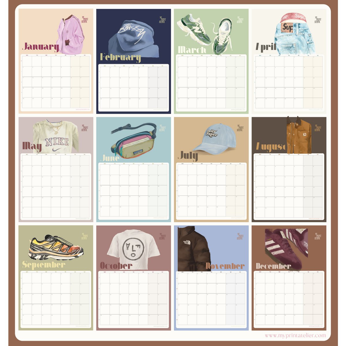 2027 Kalender A3 – The Streetwear-ønskeliste – Maandkalender