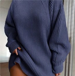 Solider Rollkragen-Langpullover Winter warmes Damen-Pulloverkleid