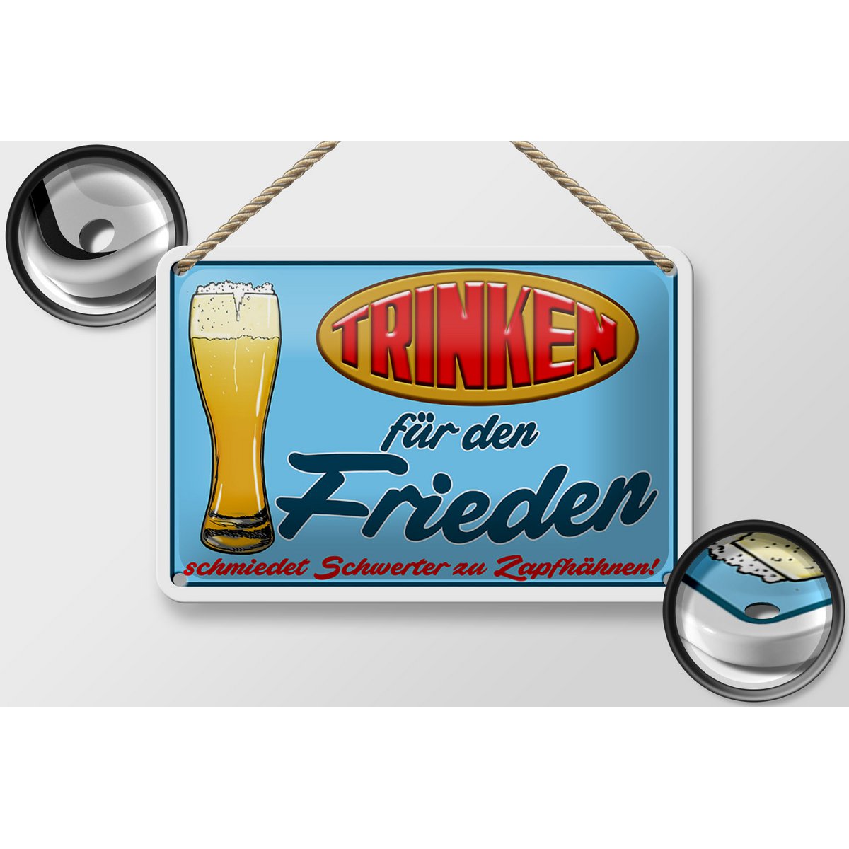 Tin Sign Alcohol 18x12cm Drink for Peace Beer Decoration