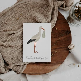 Postkort Baby - Stork