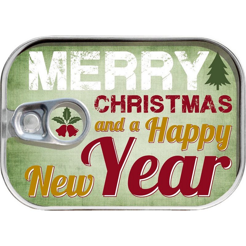 Dosenpost "Merry christmas and a happy new year"