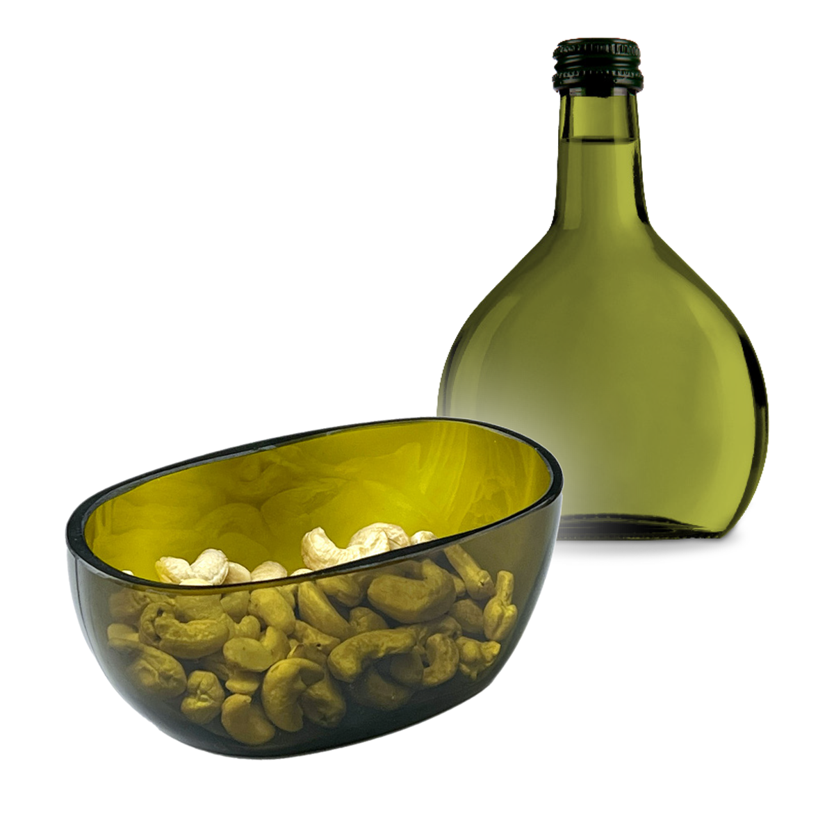 Upcycle snack bowl made from a bottle