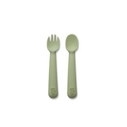 Siliconenlepel en vork van Olive Green