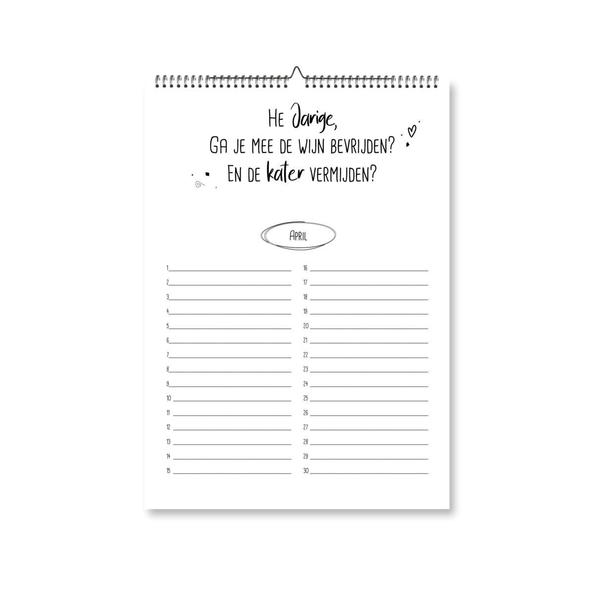 Verjaardagskalender A4