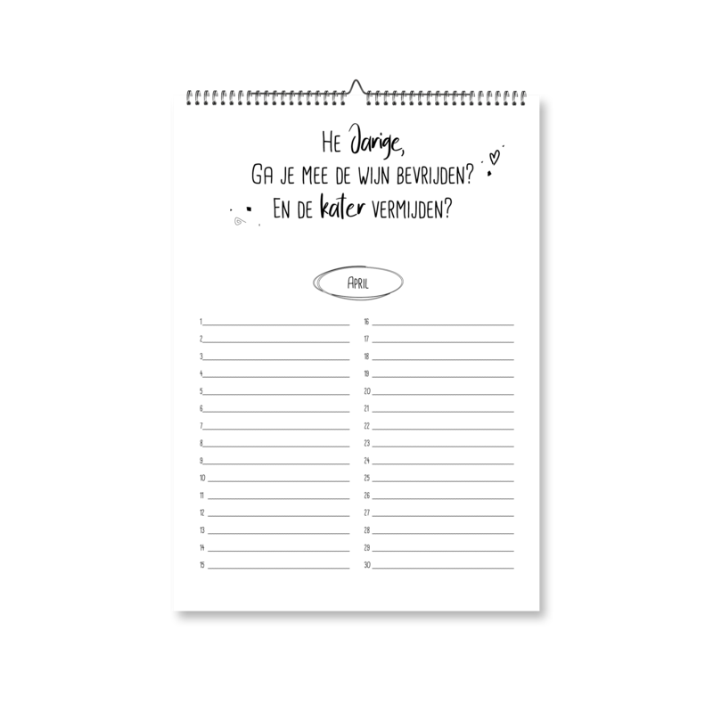 calendario compleanno A4