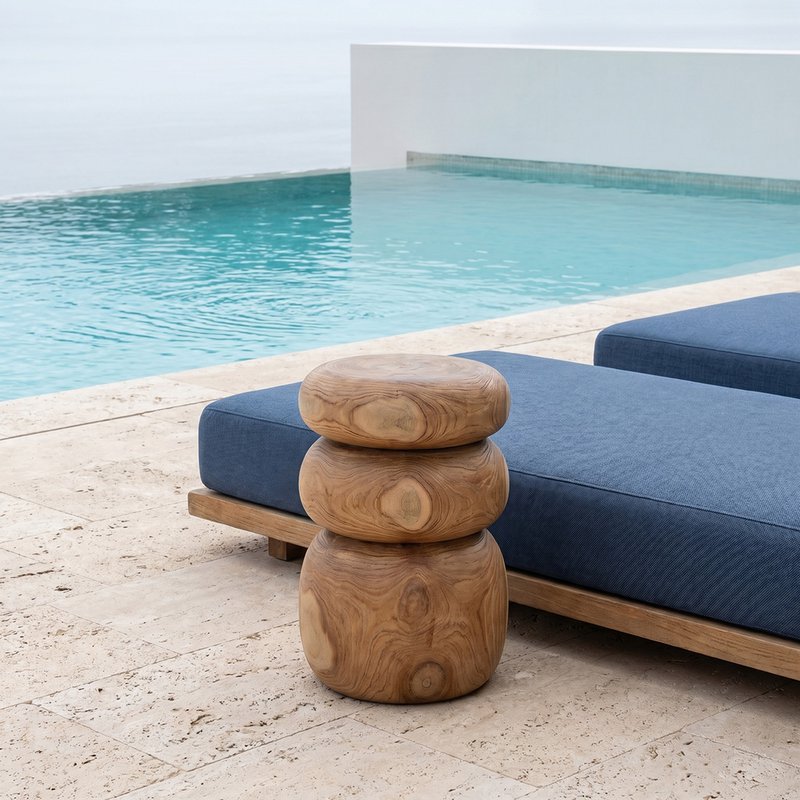 Tao teak sidebord/skammel - 35x35x45 cm